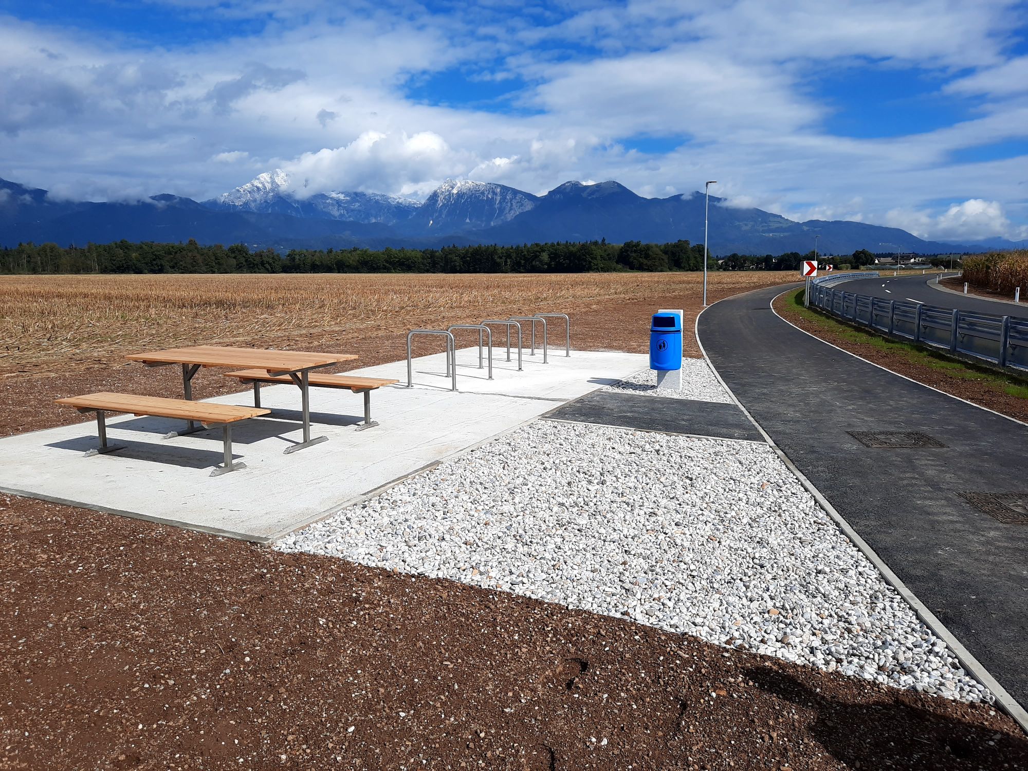Newly constructed roadside rest area